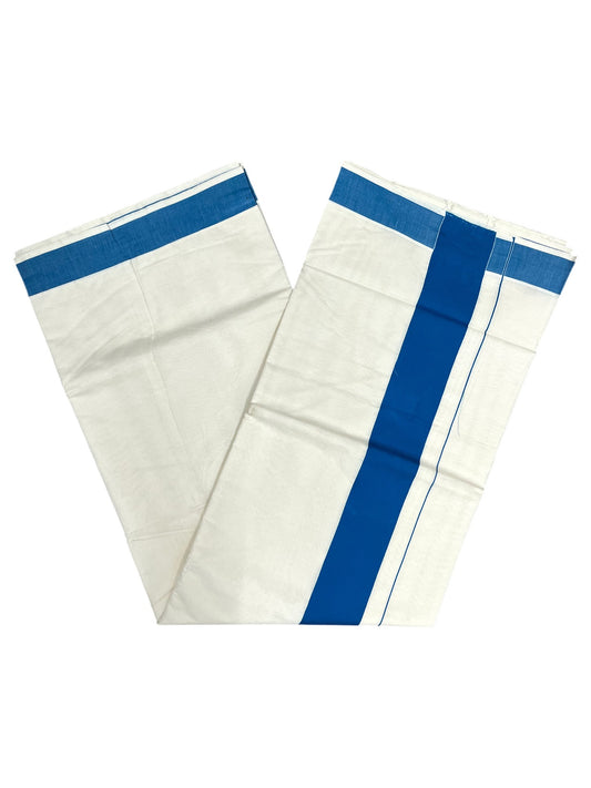 Southloom Kerala Pure Cotton Plain Kasavu Saree with Blue Border