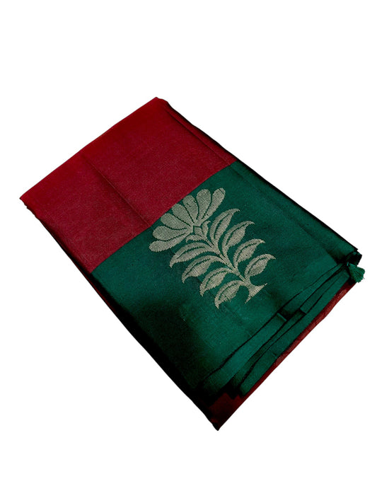 Southloom Pure Handloom Kanchipuram Silk Saree with Butta Work(Green & Magenta)