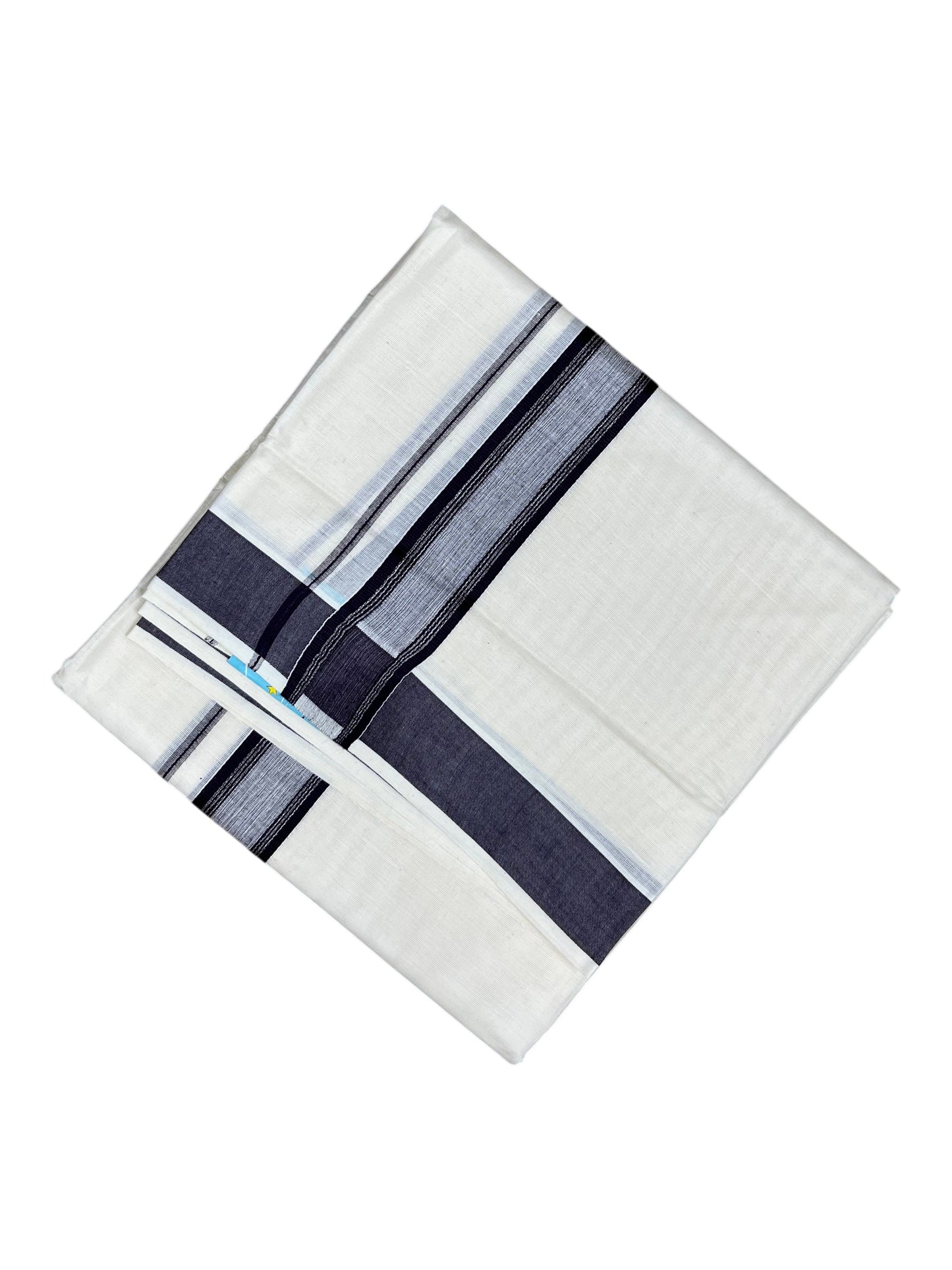 Southloom Kerala Pure Cotton Double Mundu with Dark Purple Border (South Indian Kerala Dhoti)