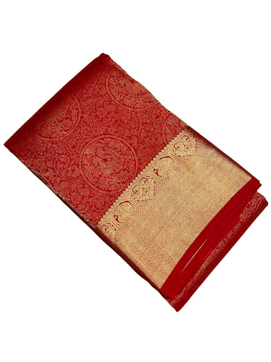 Southloom Pure Handloom Bridal Kanchipuram Silk Saree with Korvai Work