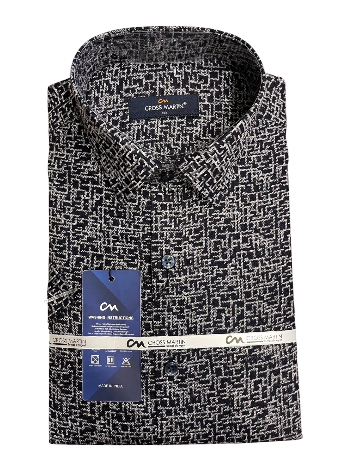 Southloom Pure Cotton Black Printed Shirt (38 HS)