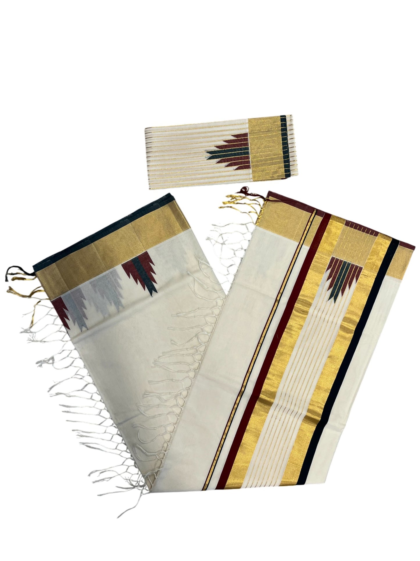 Southloom Super Premium Balaramapuram Unakkupaavu Handloom Cotton Saree with Maroon and Green Temple Border