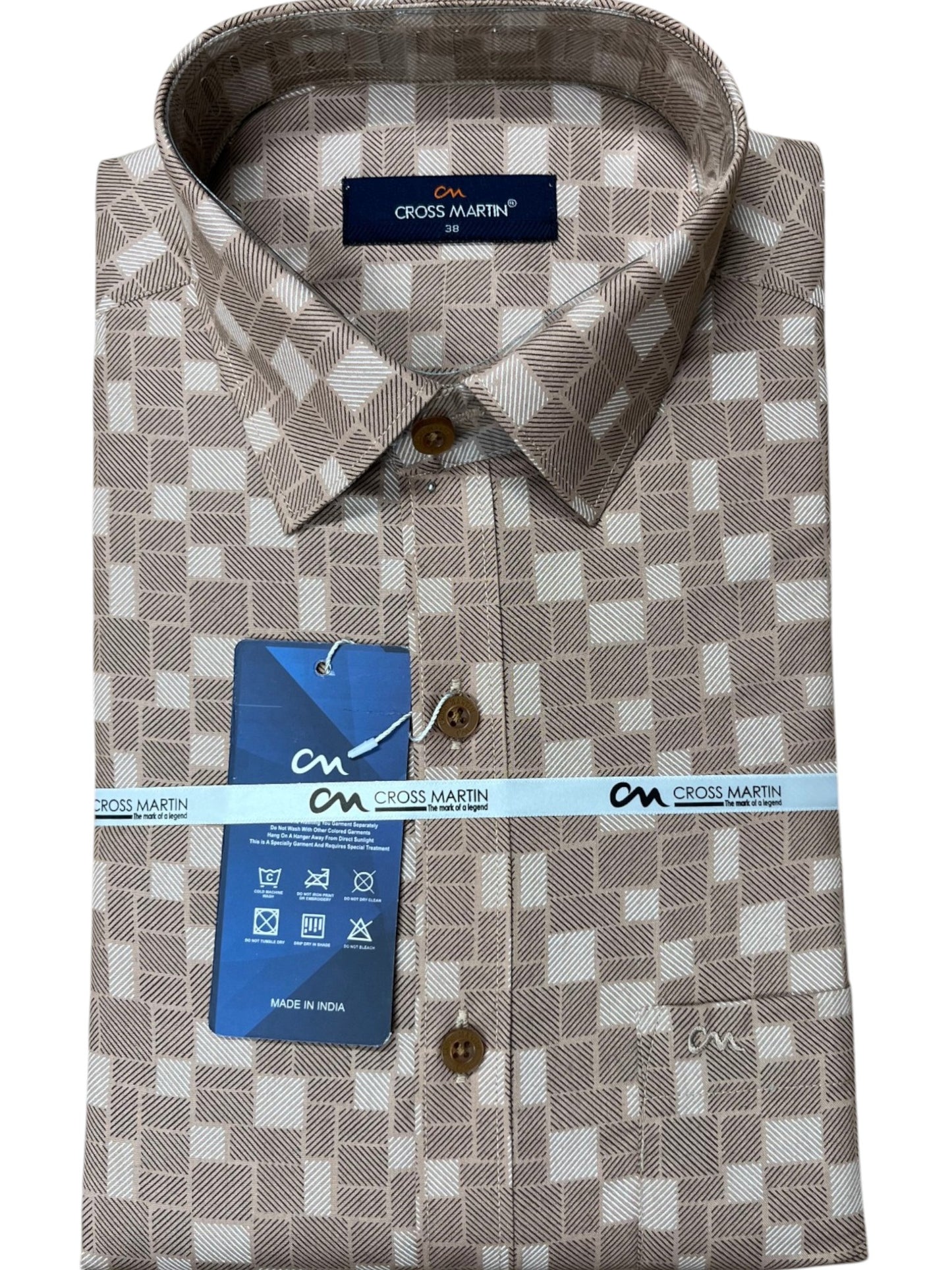Southloom Pure Cotton Brown Check Shirt SLSHIRT 38 FS