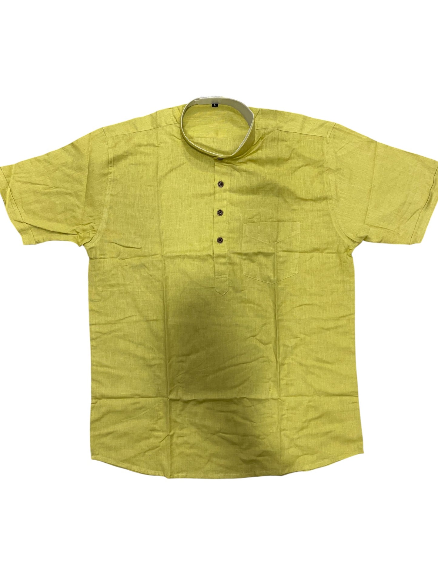 Southloom Yellow Short Cotton Kurta Shirt for Men
