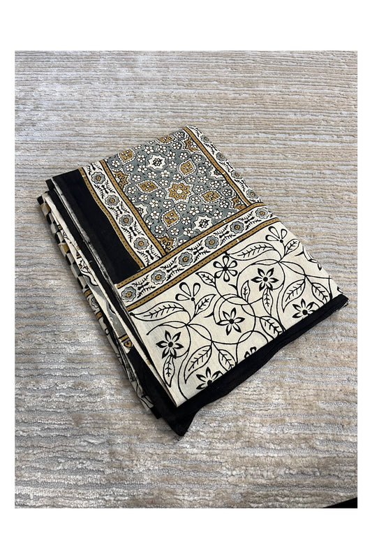 Southloom Kerala Cotton Saree with Block Prints Across Body