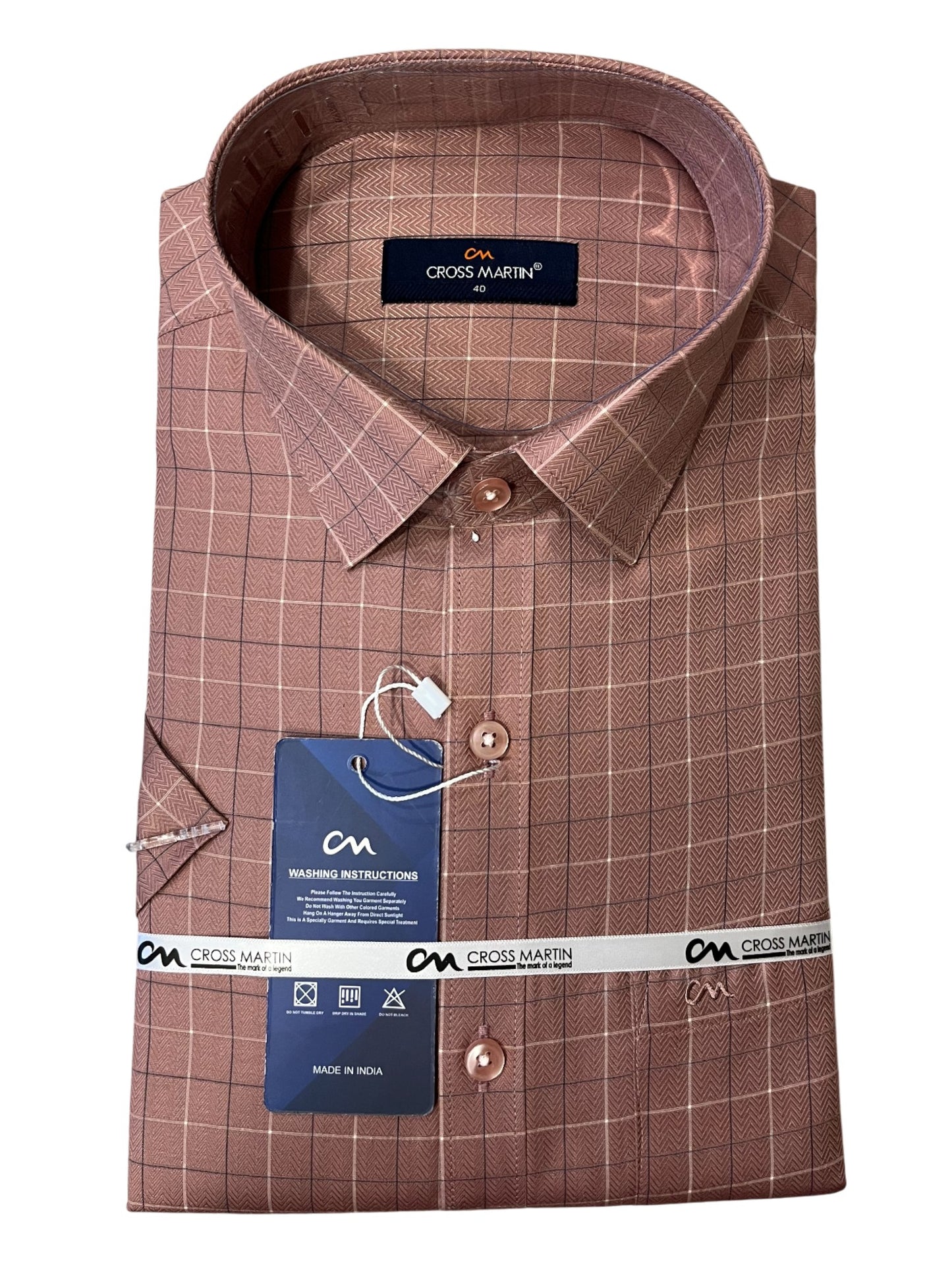 Southloom Pure Cotton Brown Cheack Shirt (40 HS)