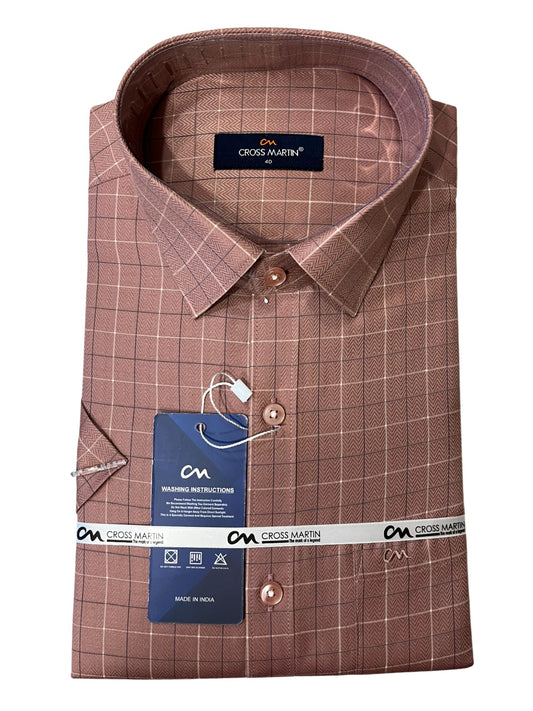 Southloom Pure Cotton Brown Cheack Shirt (40 HS)