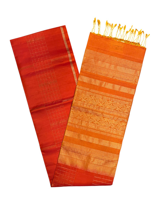 Southloom Pure Handloom Kanchipuram Silk Saree with Butta Work (Yellow & Orange)