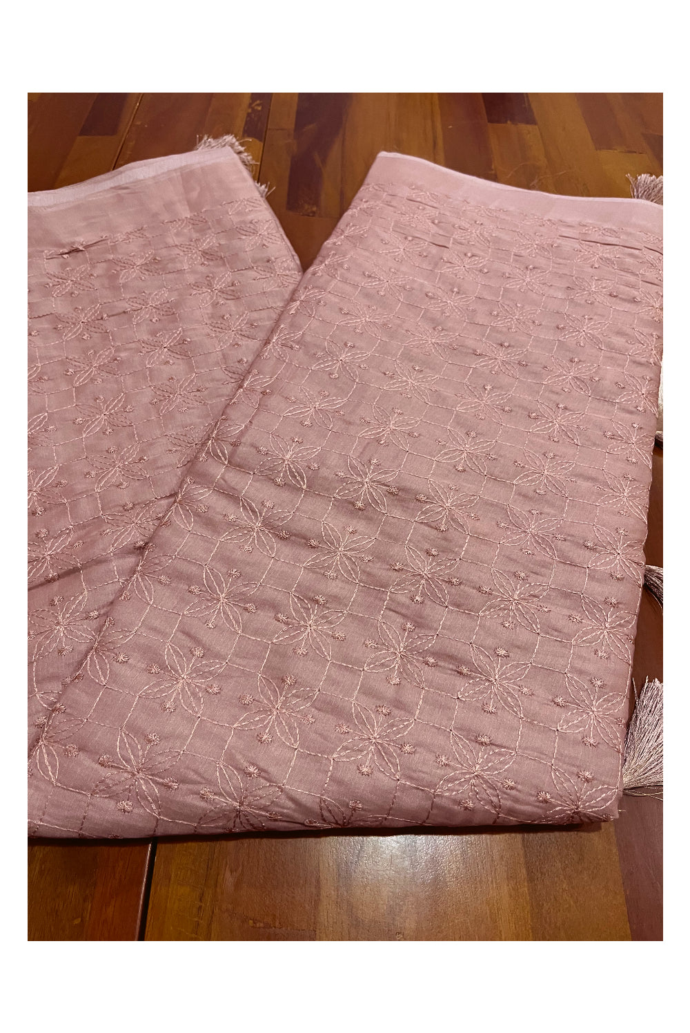 Southloom Semi Silk Pink Thread Work Designer Saree