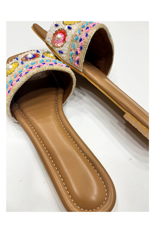 Southloom Jaipur Handmade Bead Work Open Toe Flat Sandals