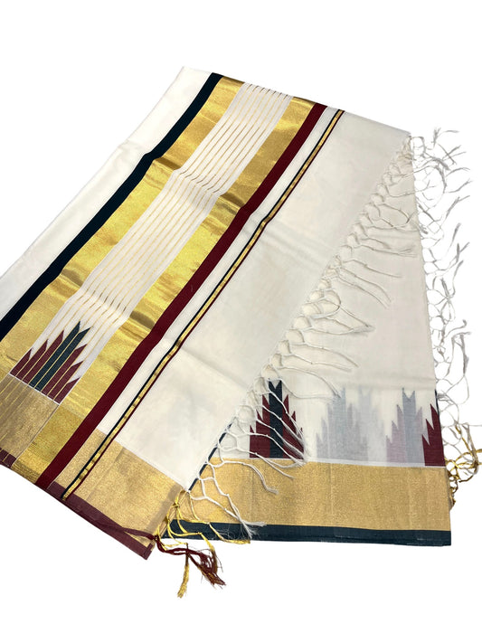 Southloom Super Premium Balaramapuram Unakkupaavu Handloom Cotton Saree with Maroon and Green Temple Border