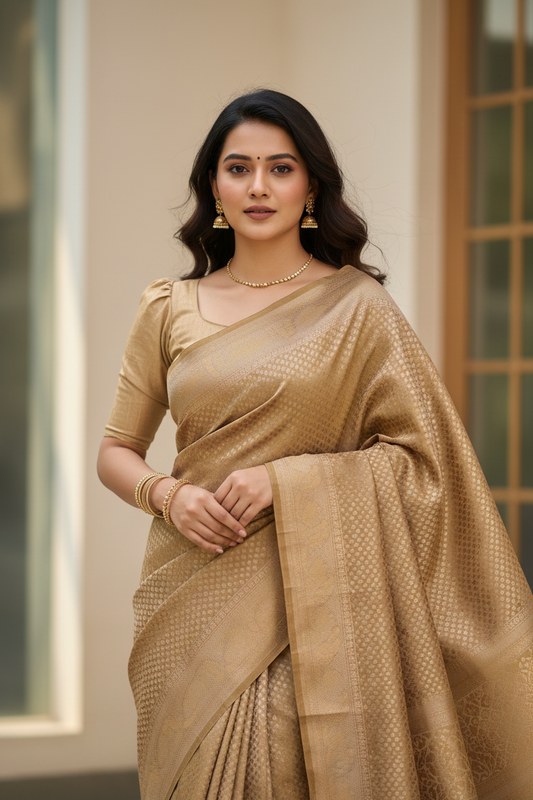 Southloom  Banarasi Silk Saree with Woven Work on Body and Borders