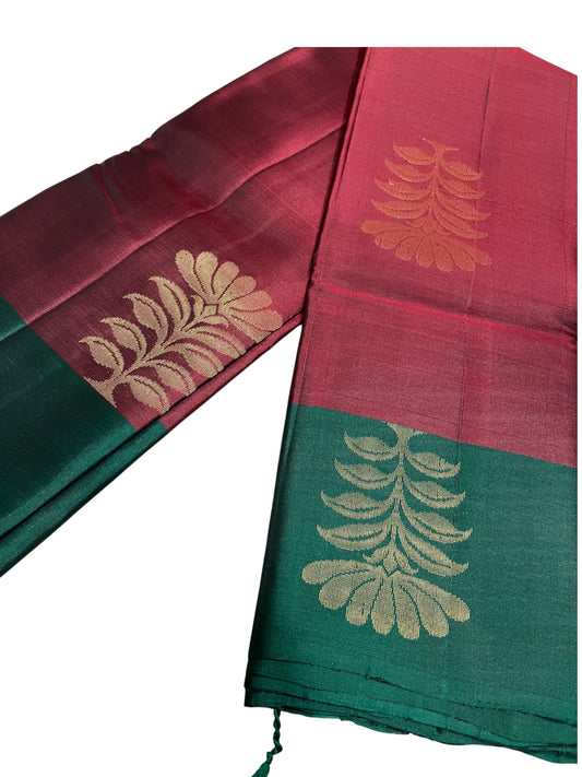 Southloom Pure Handloom Kanchipuram Silk Saree with Butta Work(Green & Magenta)
