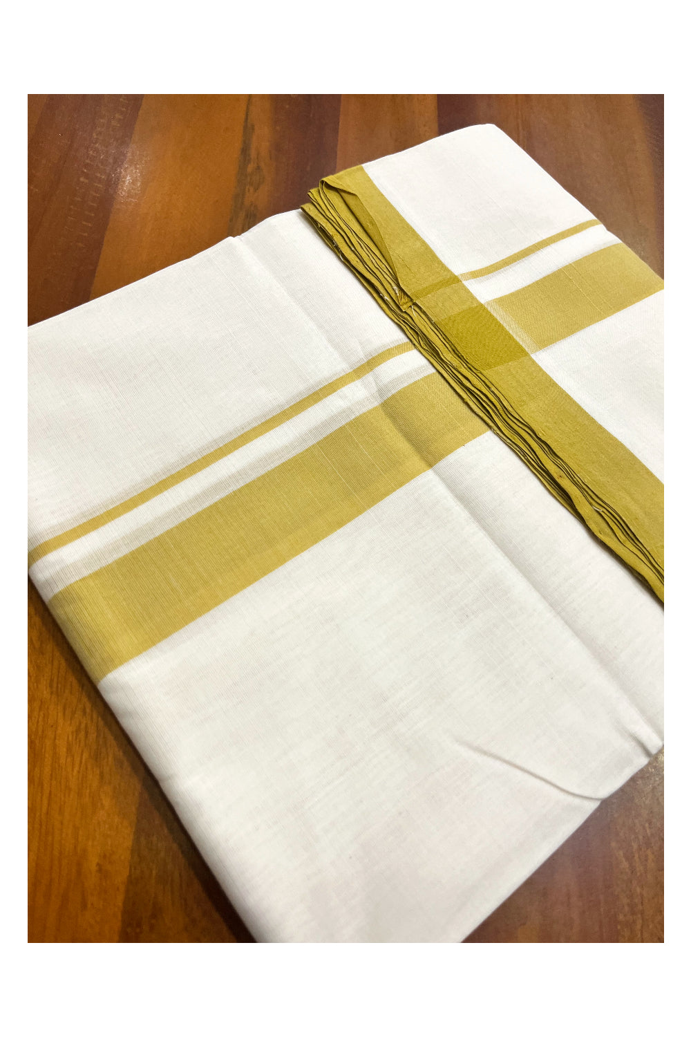 Premium Balaramapuram Handloom Unakkupaavu Cotton Double Mundu with Yellow Border (Vishu 2024 Collection)