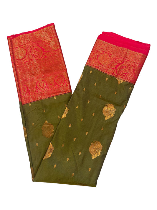 Southloom Banarasi Semi Silk Saree with Woven Work on Body(Green)