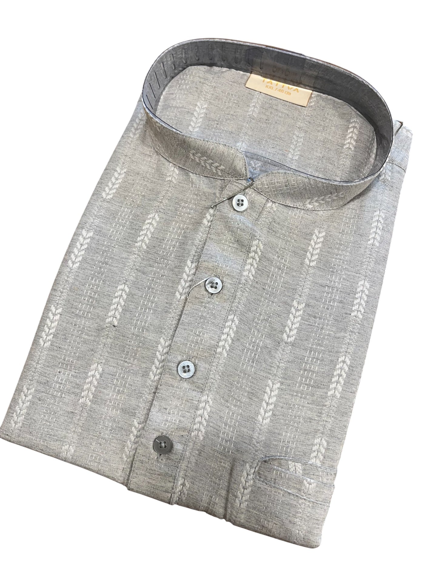 Southloom Grey Woven Patterns Semi Silk Short Kurta for Men