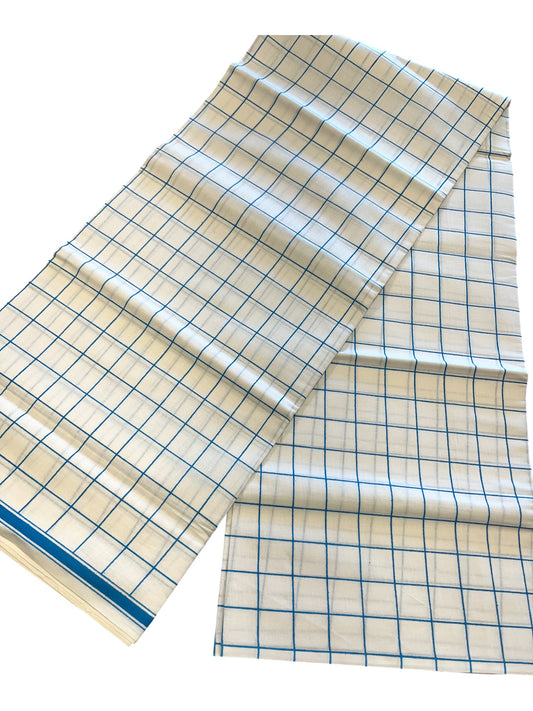 Southloom Off White Single Mundu With Check Design / Otta Mundu / Lungi (South Indian Kerala Dhoti)