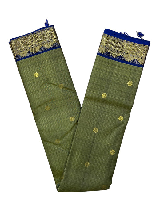 Southloom Premium Bridal Handloom Kanchipuram Silk Saree With Korvai Works (Green)