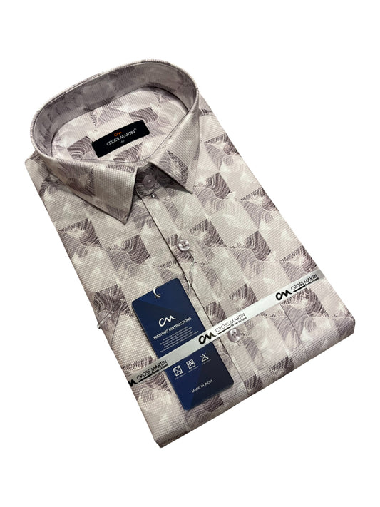 Southloom Pure Cotton Brown Printed Shirt (XL HS)