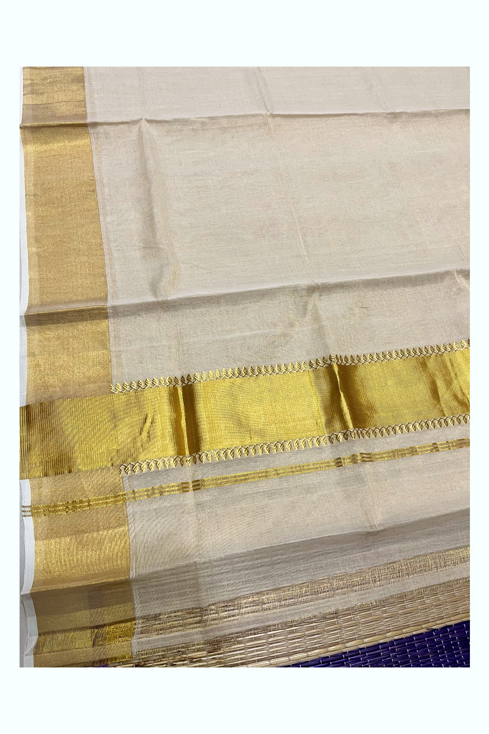 Southloom Premium Handloom Tissue Kerala Saree with Woven Designs on Kasavu Border (Vishu 2024 Collection)