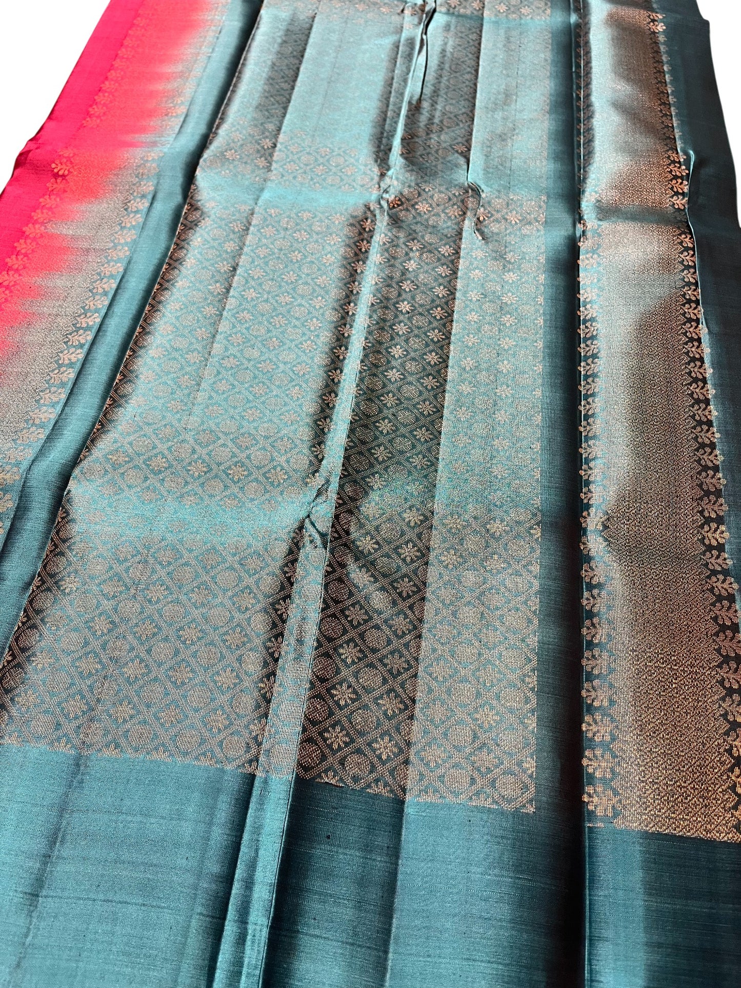 Southloom Pure Handloom Kanchipuram Silk Saree with Butta Work (Purple & Blue)