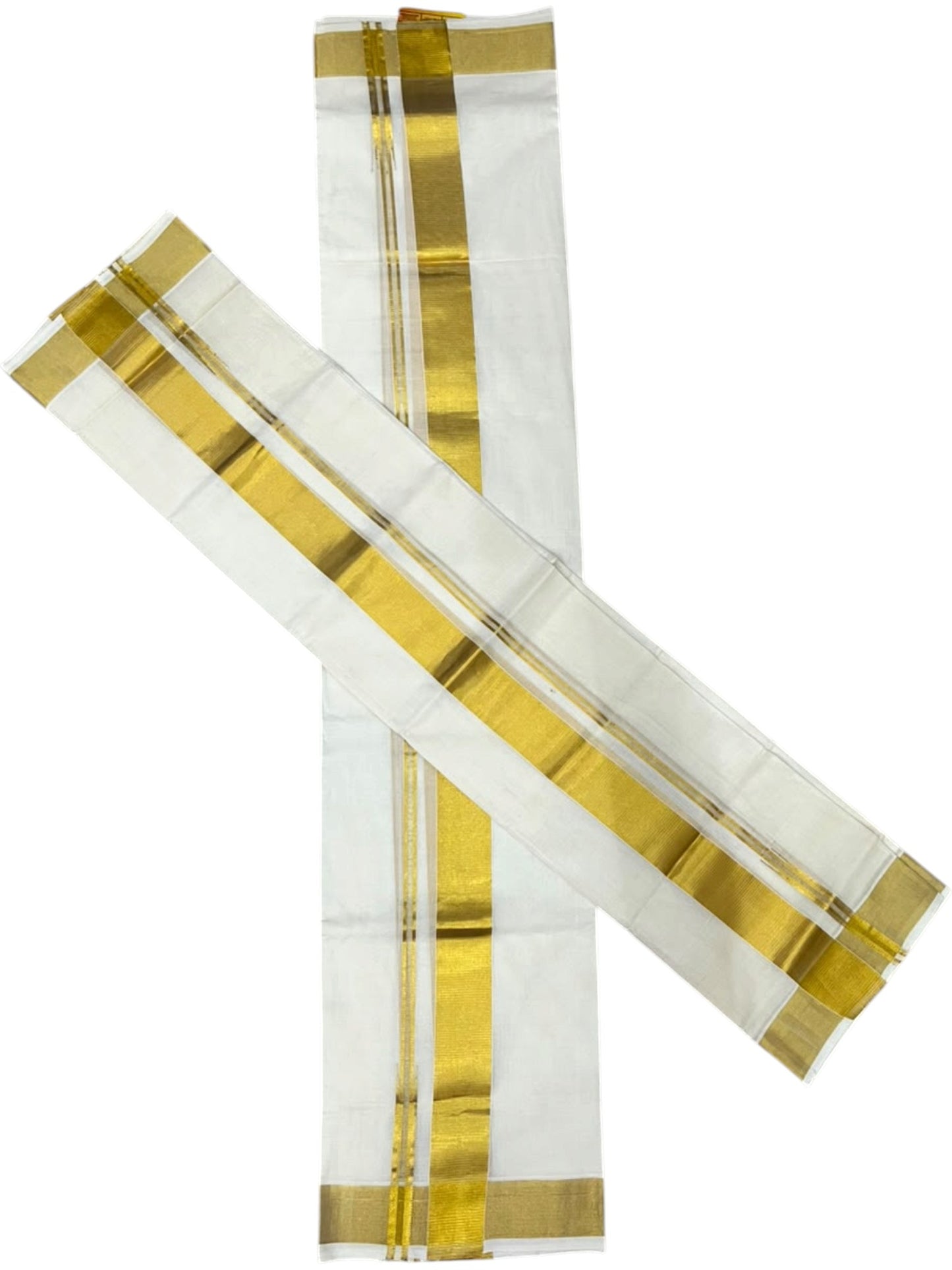 Southloom Premium Cotton Handloom Set Mundu with Chuttikara Kasavu And 2 Inch Golden Border (2.80 Mtr)
