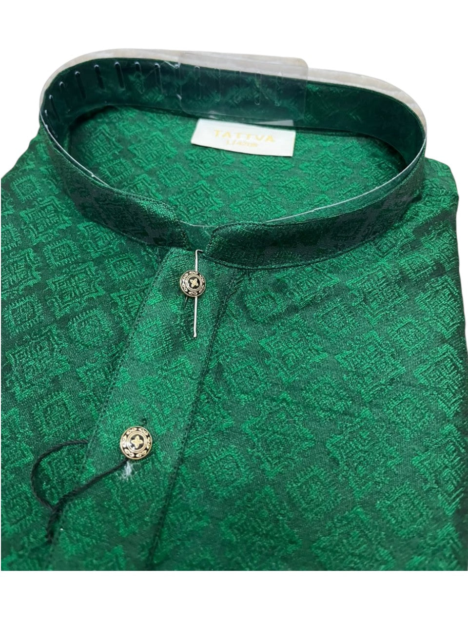 Southloom Green woven Semi Silk Short Kurta for Men SL590