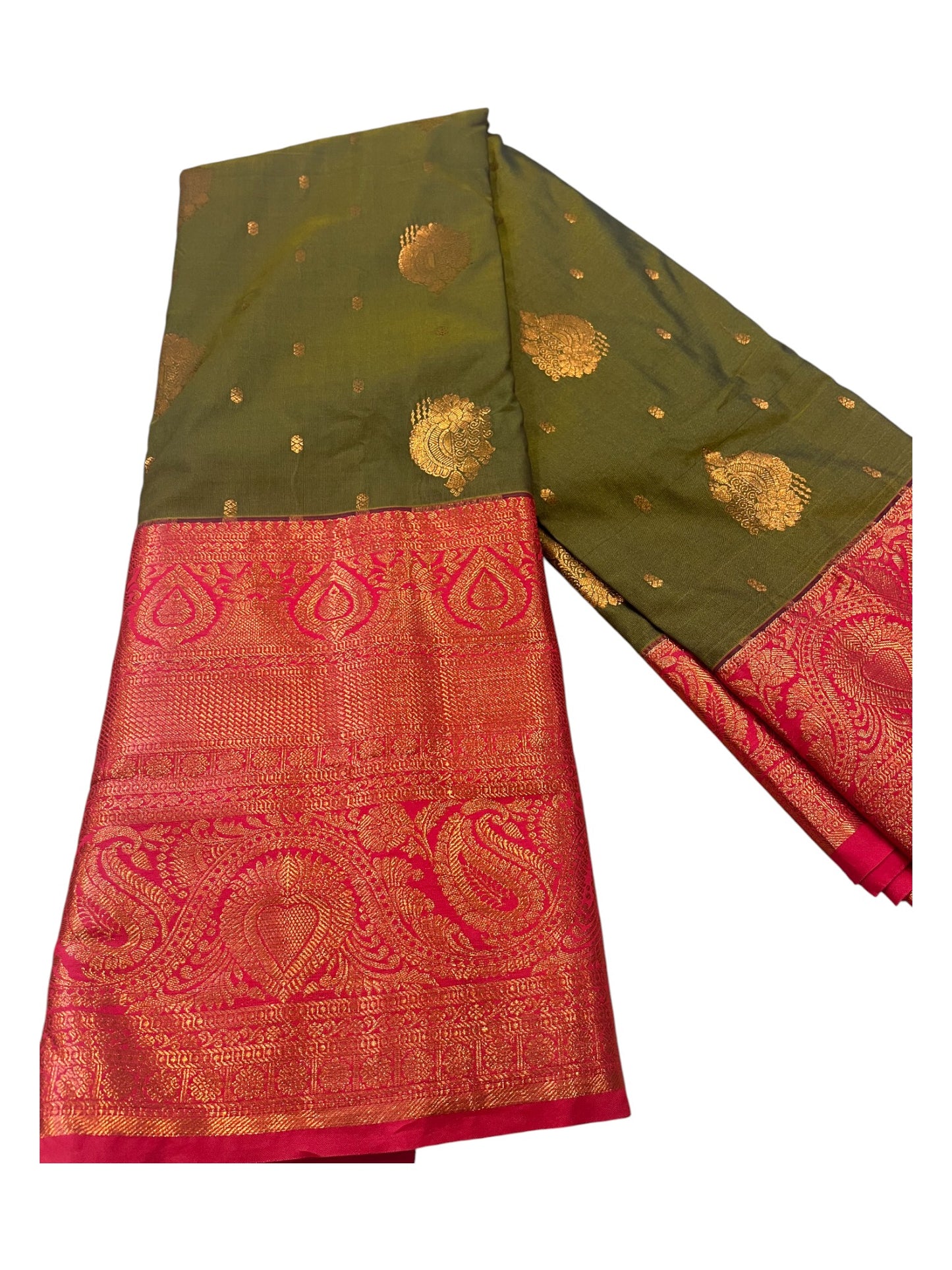 Southloom Banarasi Semi Silk Saree with Woven Work on Body(Green)