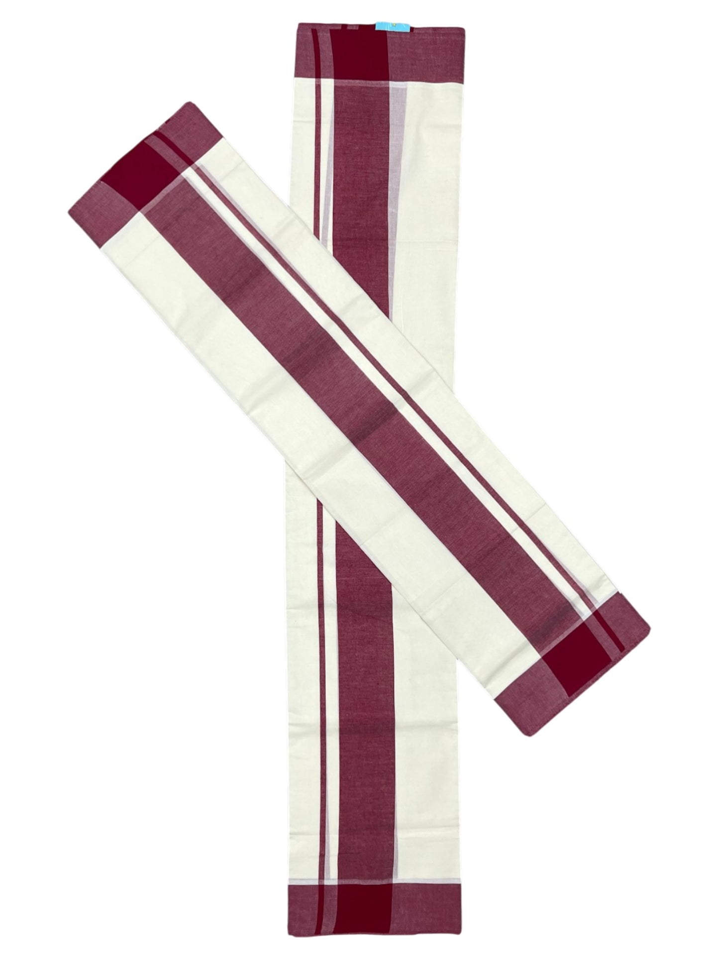 Southloom Pure Cotton Kerala Single Mulloth Set Mundu (Mundum Neriyathum) Maroon Border in 2.80 mtrs SL243