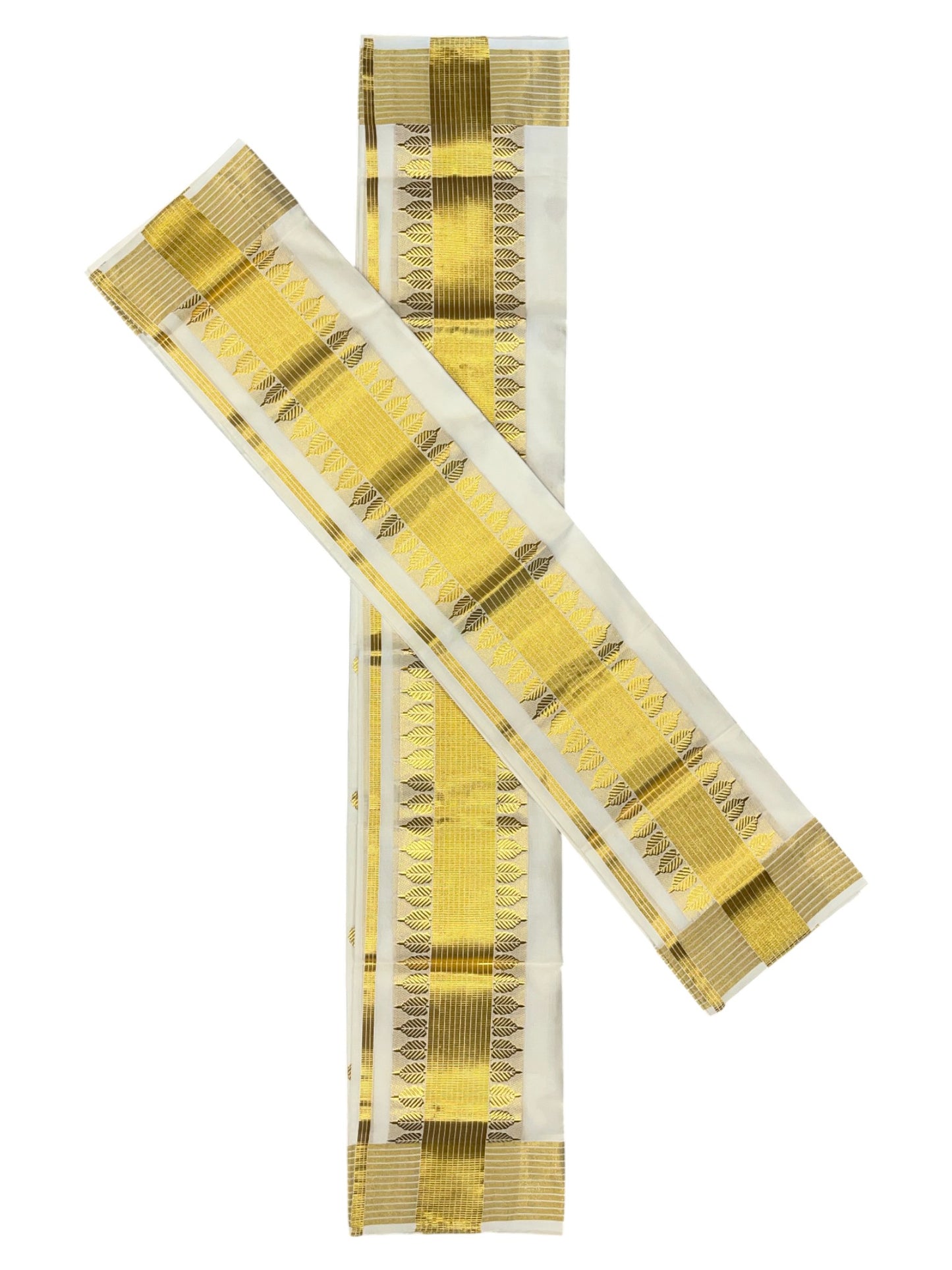 Southloom Premium Handloom Set Mundu with Kasavu and Golden Border (2.80 Mtr)