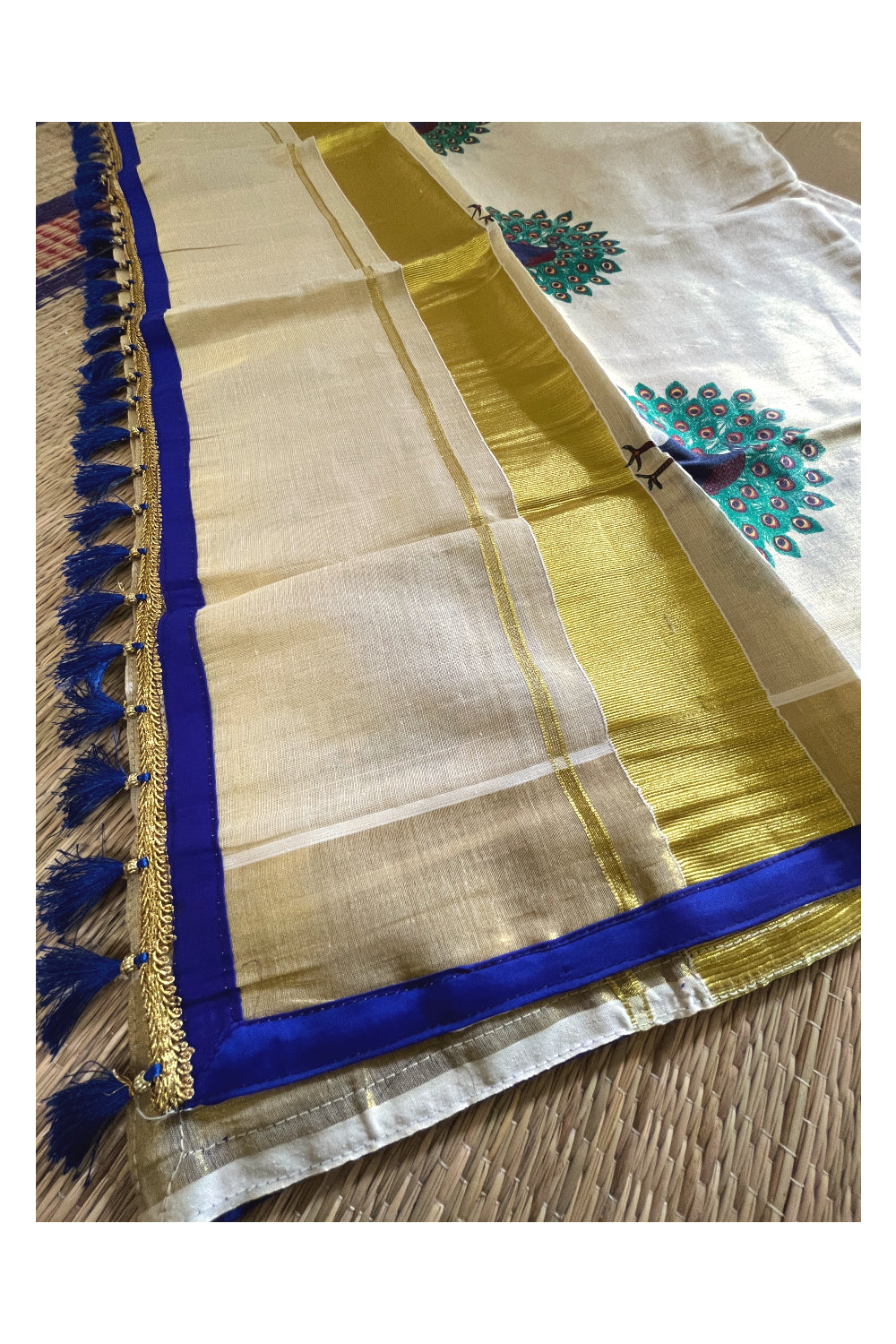 Semi Stitched Dhavani Set with Tissue Mural Print Design Pavada ...