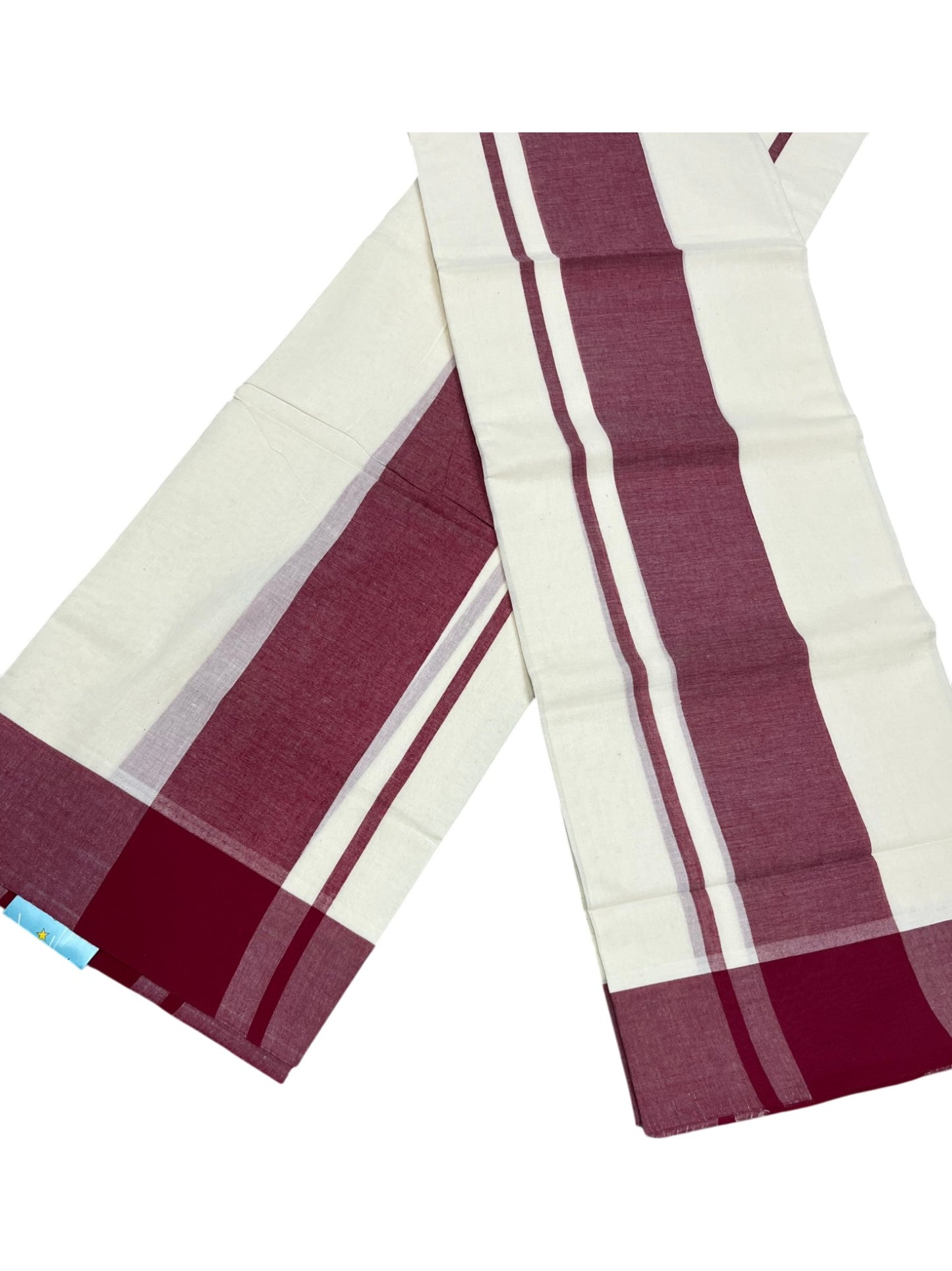 Southloom Pure Cotton Kerala Single Mulloth Set Mundu (Mundum Neriyathum) Maroon Border in 2.80 mtrs SL243