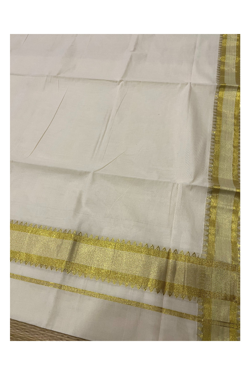 Kerala Pure Cotton Saree with Kasavu Temple Woven Border