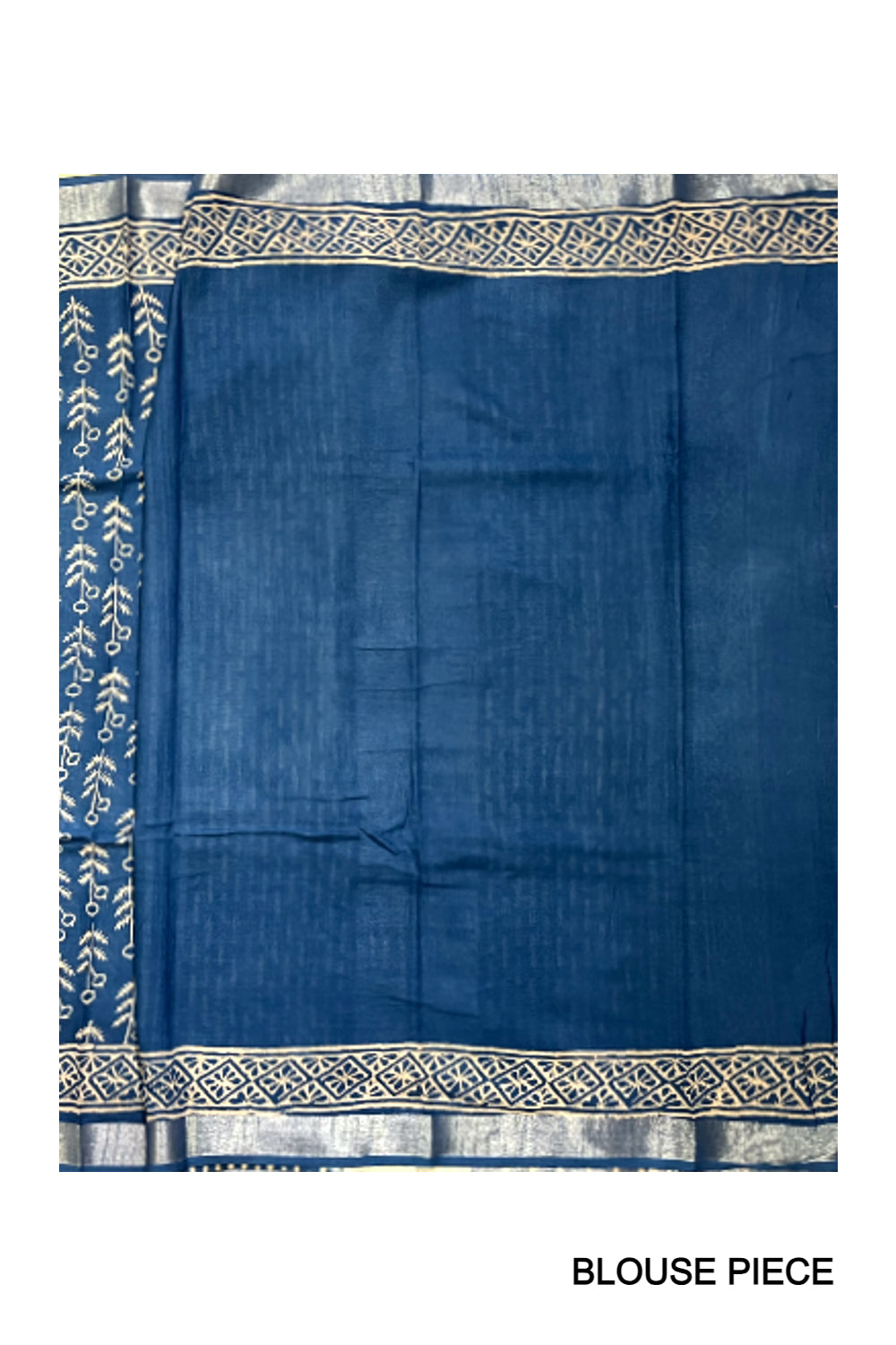 Southloom Linen Blue Saree with Designer Prints on Body