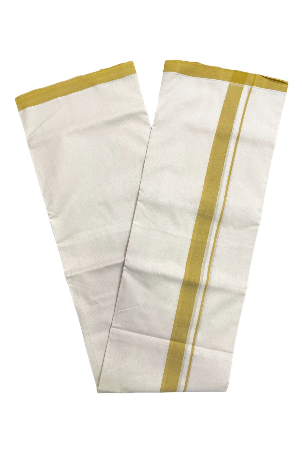 Premium Balaramapuram Handloom Unakkupaavu Cotton Double Mundu with Yellow Border (Vishu 2024 Collection)