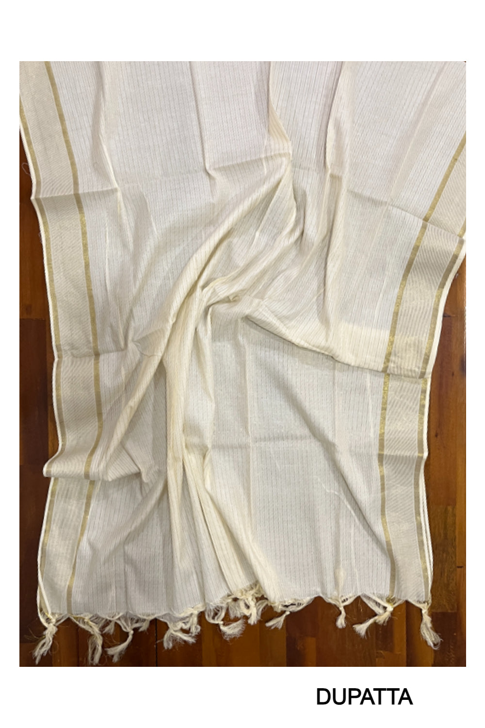 Kerala Cotton Churidar Salwar Material with Kasavu Stripes on Body (include Shawl / Dupatta)