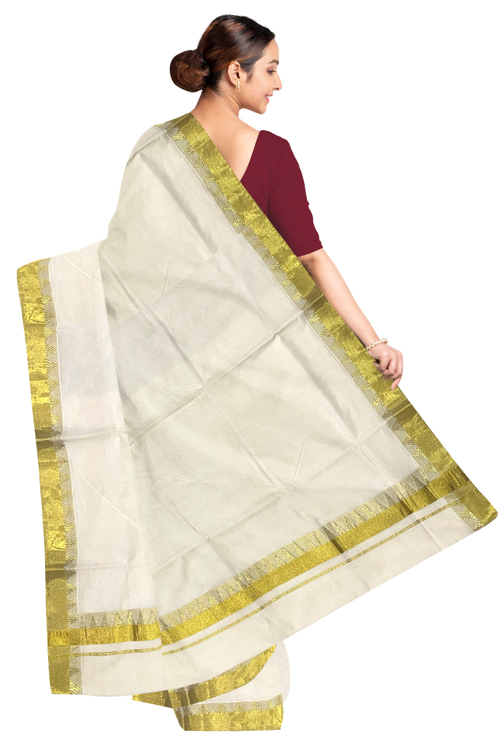 Kerala Pure Cotton Saree with Kasavu Temple Woven Border