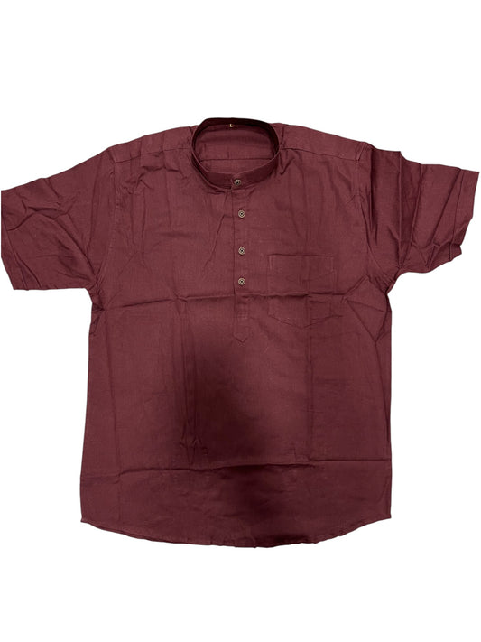 Southloom Maroon Short Cotton Kurta Shirt for Men