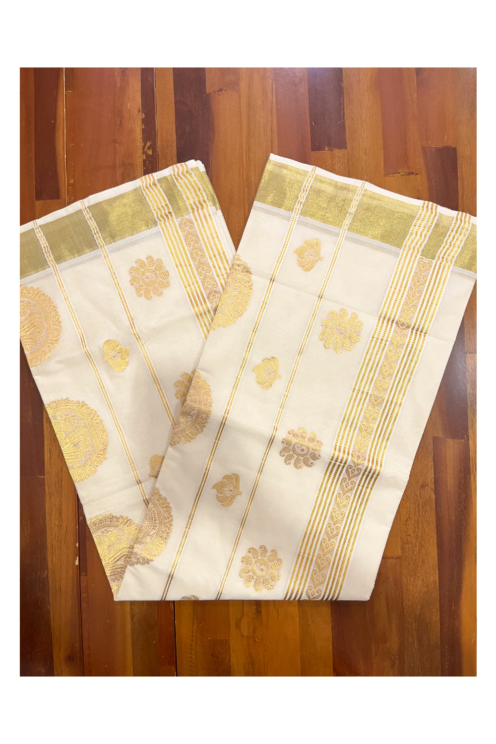 Kerala Kasavu Heavy Woven Design Cotton Saree