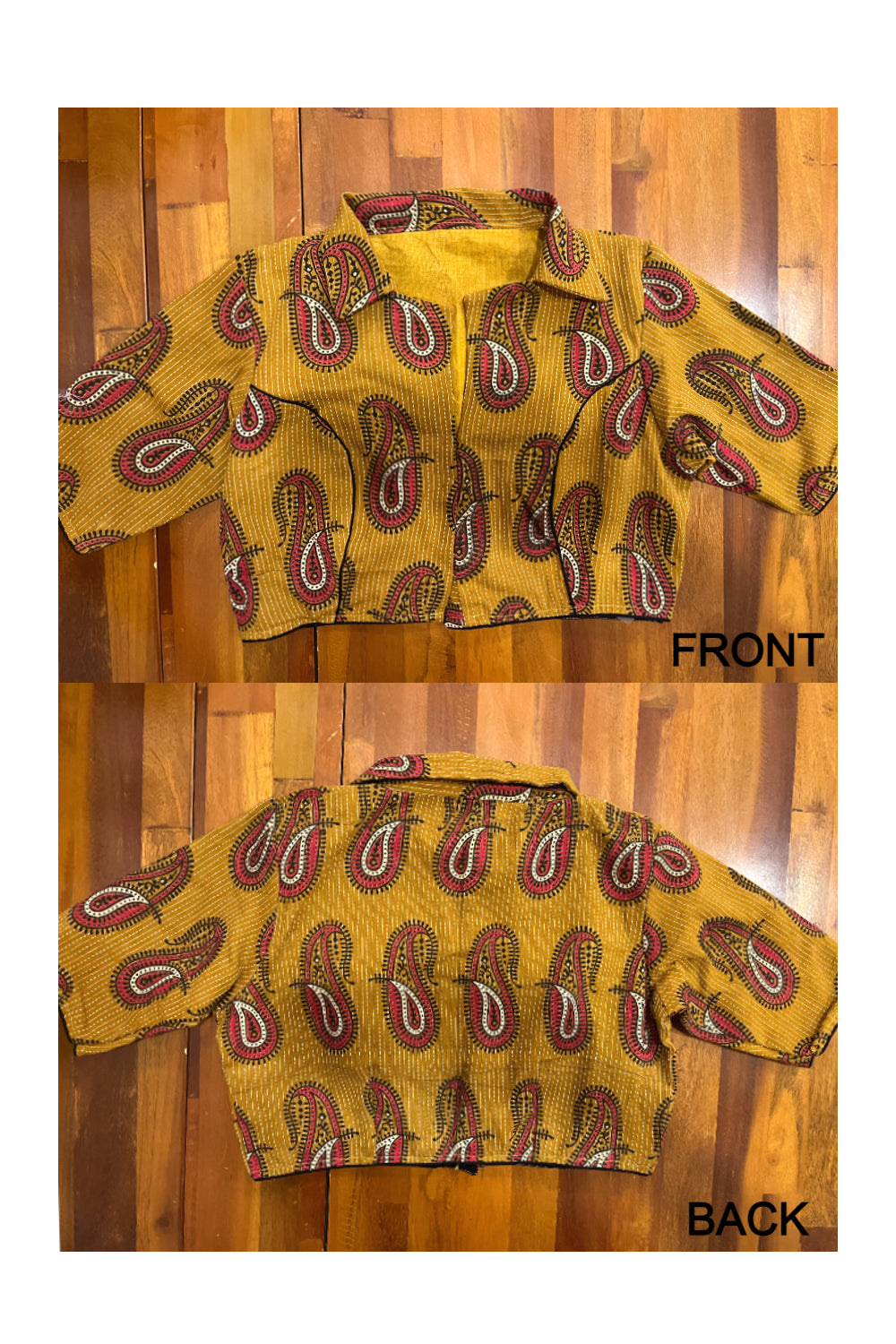 Southloom Yellow Paisley Rust Ajrakh Ready Made Blouse