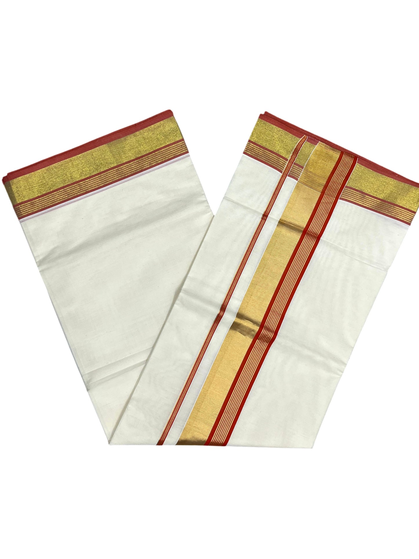 Southloom Kerala Cotton Kasavu Saree with Orange Border