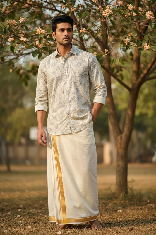 Southloom Pure Cotton Pastel Green Printed Shirt SLSHIRT 42FS