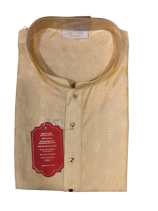 Southloom Semi Silk Short Kurta for Men in Beige Colour