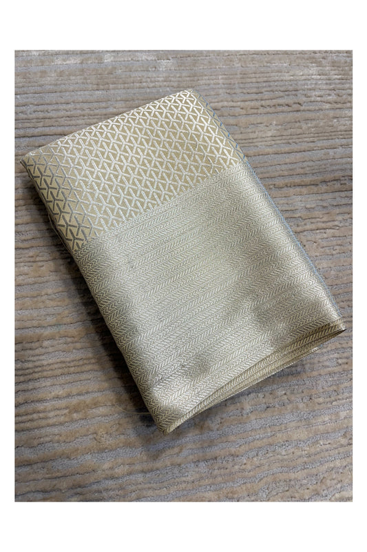 Southloom Banarasi Silver Zari Brocade Work Silk Saree in Beige Pastel Shade