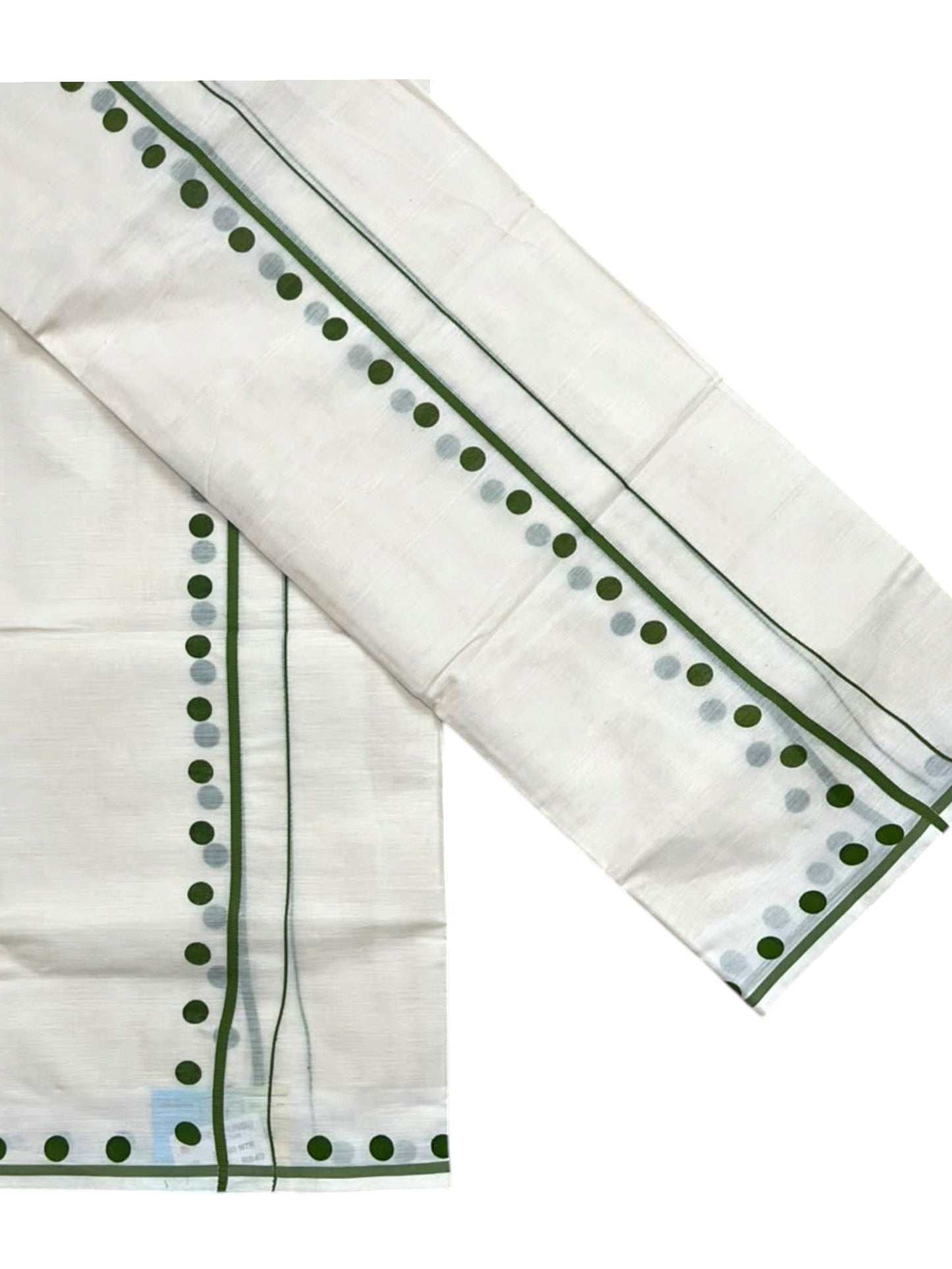 Southloom Pure Cotton Kerala Single Set Mundu (Mundum Neriyathum) with Digital Prints in Olive Green 2.80 Mtrs SL359