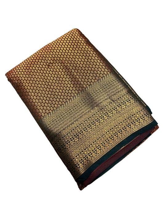Southloom Premium Semi Silk Zari Work Brocade Saree in Bridal Green with Matching Pallu