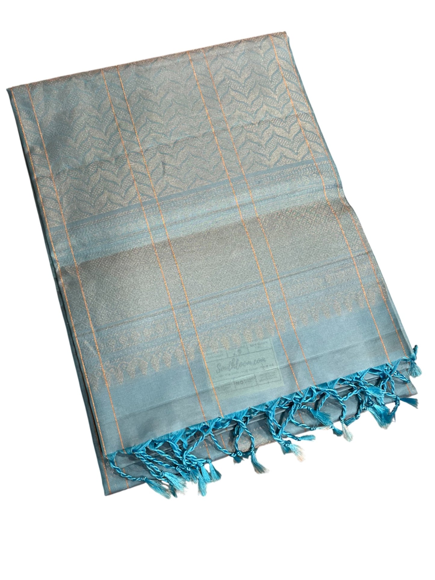 Southloom Pure Handloom Bridal Kanchipuram Silk Saree with Korvai Work (Blue)