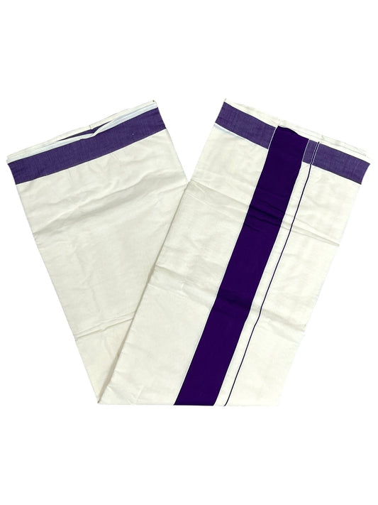 Southloom Kerala Pure Cotton Plain Kasavu Saree with Violet Border