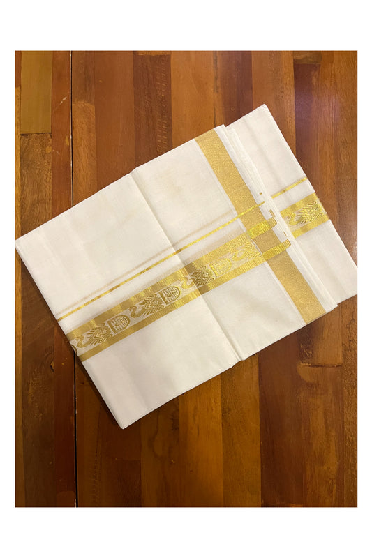 Southloom Premium Handloom Cotton Mundu with Kasavu Elephant Woven Border (Onam Mundu 2023)