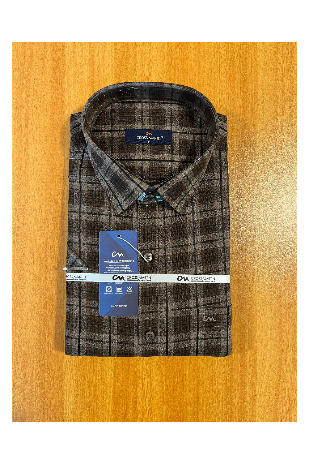 Pure Cotton Brown Check Shirt (44 HS)